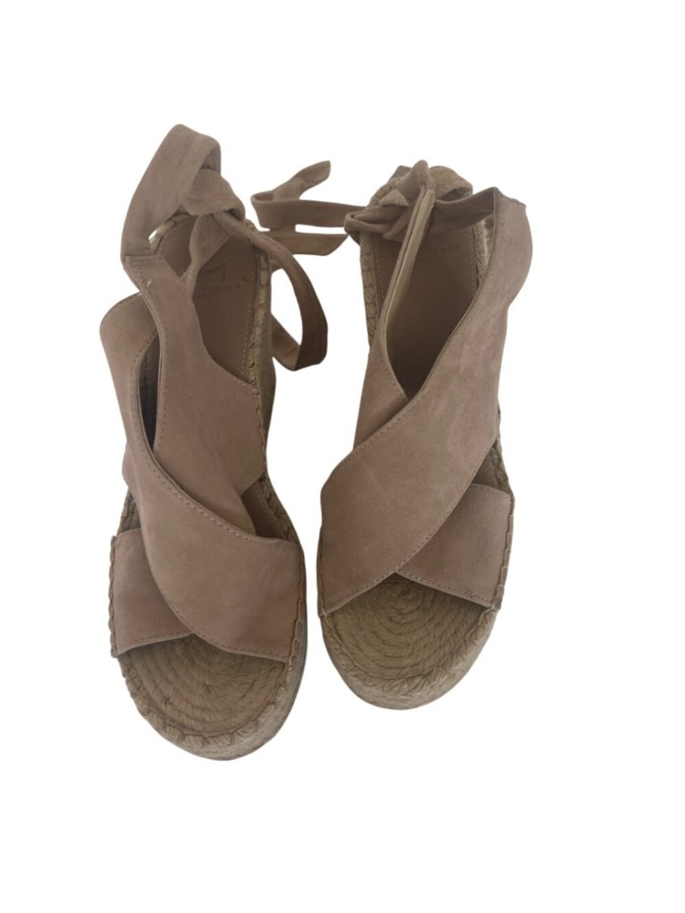 Marc Fisher Andira Pink Suede Wedge Sandals With Ankle Ties - Picture 3 of 10